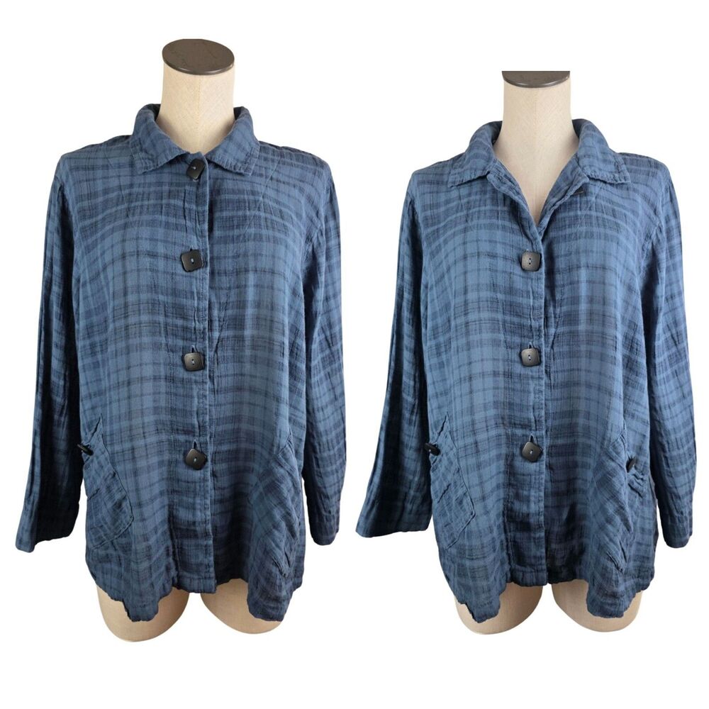 Mill Valley Clothing Company Womens Diagonal Pocket Shirt Top Lagenlook Artsy L